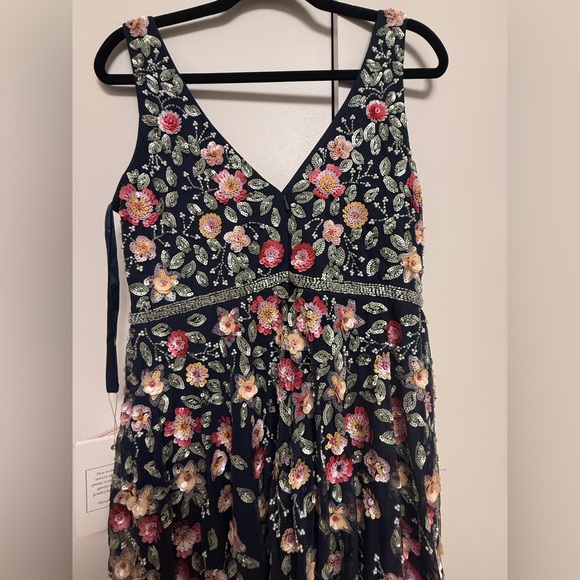 NWT | Mac Duggal 5527 Multi Midnight Midi Floral  A-line Dress Size 8 - Picture 9 of 10